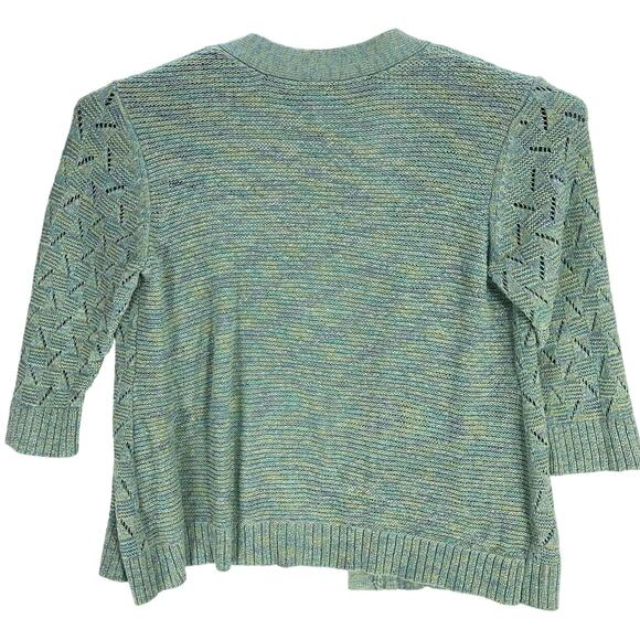 Christopher Banks Cardigan Sweater Womens Size XL Green Blue Open Front Knit - Picture 2 of 6